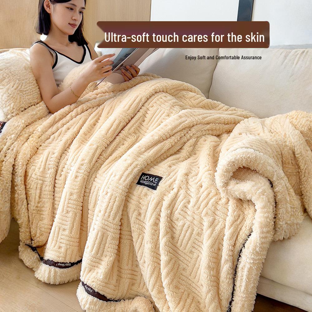 Thickened Winter Coral Fleece Blanket for Office, Sofa, or Bed - Cozy Nap Shawl & Air Conditioning Cover