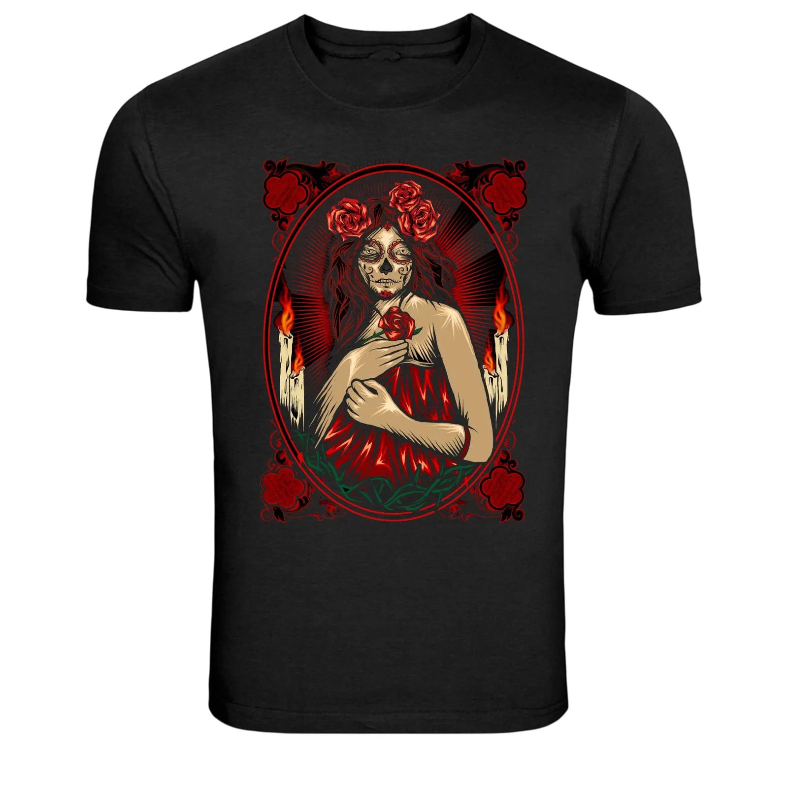 Day Of The Dead Woman Gothic Art Graphic T-Shirt XL