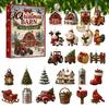 Farm Animal Hanging Ornaments Christmas Advent Calendar 24Pcs Acrylic 2D Ornament Set with Rustic Barn Xmas Tree Crafts Designs for Holiday Decor And