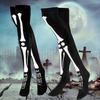 1 Pair Halloween Skeleton Gloves Night Luminous Cosplay Party Prop Unisex Scary Terrifying Fiver Fingers Halloween Party Ghost Gloves Skull Stockings