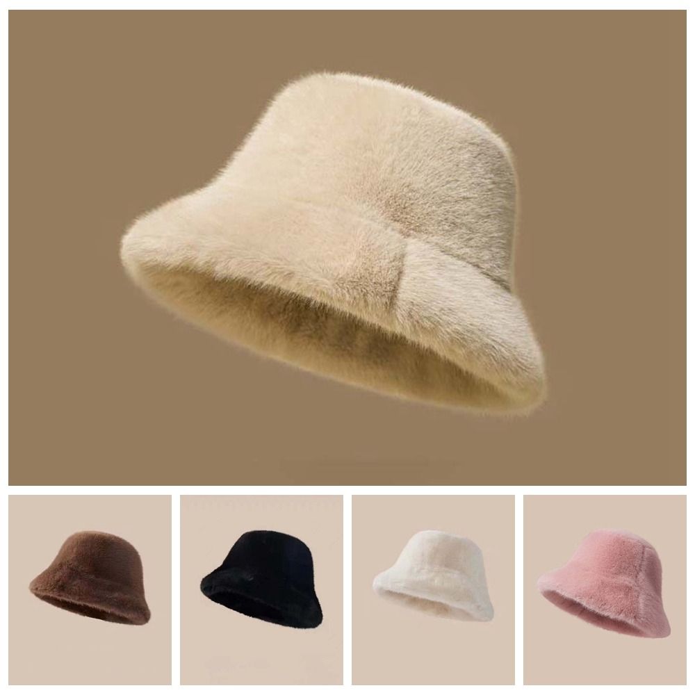 Warmer Plush Basin Cap Temperament Anti-cold Bucket Hat Elegant Winter Fisherman Hat  Men