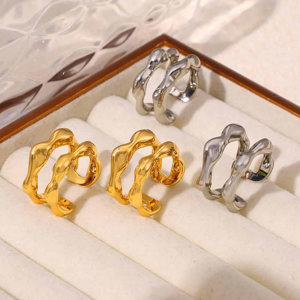 18K Gold-Plated Openwork Geometric Ring: European & American Style, Adjustable Copper Index Finger Accessory