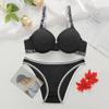 Women Adjustment Bra and Panties Set Letters Strap Brassiere Set Sexy Lingerie Set Beauty Back Underwear Set Gathered Push Up Bra Sets