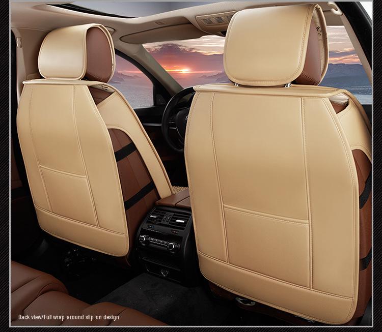 Universal Breathable Leather Car Seat Cover with Lumbar Support - Multi-Color Summer Cushion