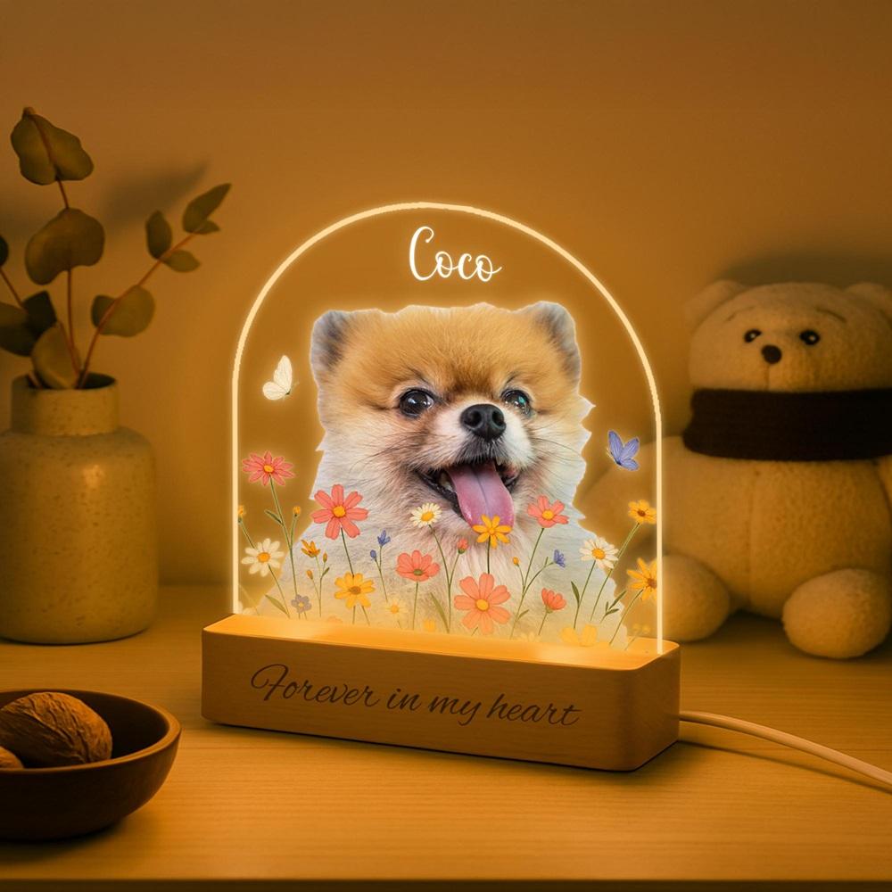 

Custom Dog Heartfelt Memorial Keepsake for Dog Owners to Cherish Pet Memories Picture Plaque Personalized Acrylic Photo Frame 3-Color Square Base светло-серый