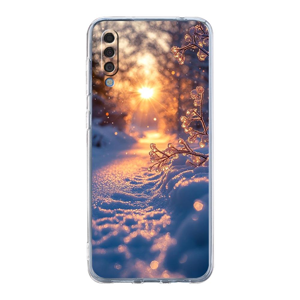 Case For Samsung A56 A36 A26 A16 A14 A12 A22 A32 5G A34 A42 A52 A54 A50 A70 A40 A20S A04S A06 Cover Landscape Winter Light Snow