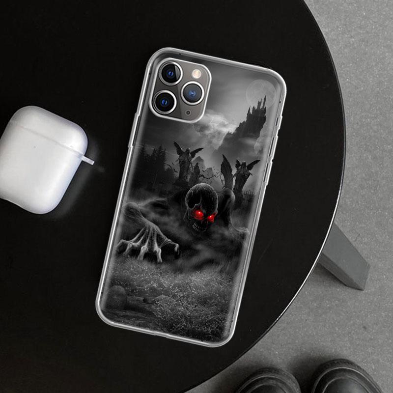 Reaper Skull Skeleton Gun Phone Case Cover for iPhone 11 12 13 Mini 14 15 Plus 16 Pro Max 17 Air 7 8 + SE Art Customized Fundas