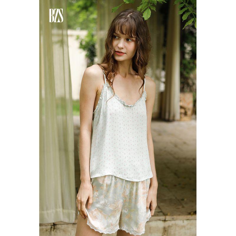 2024 Summer Sexy Simple Short Sleeves Floral Print Thin Cotton Silk Home Wear Women's Shorts Suitable for Daily Wear Suit