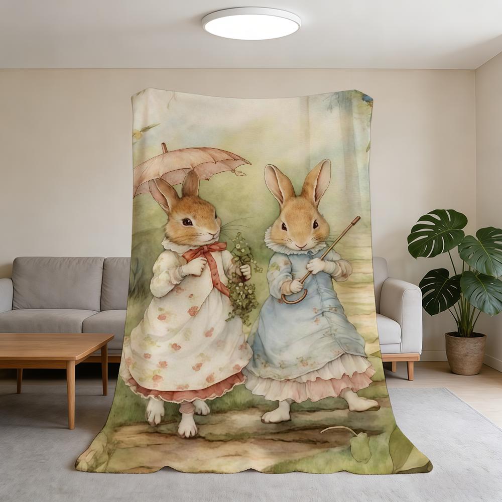 R-Rabbit-ES P-Peter Blanket Super Warm Comfortable Cute Plush Cartoon Throw Blanket Child Home Sofa Bedroom Gift
