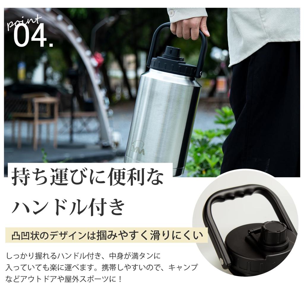 BOONSHAK Stainless Steel Ice Box Water Bottle Large Capacity Vacuum Insulation Keeps Cold and Warm for 24 Hours Ice Container Camping Outdoor Jug