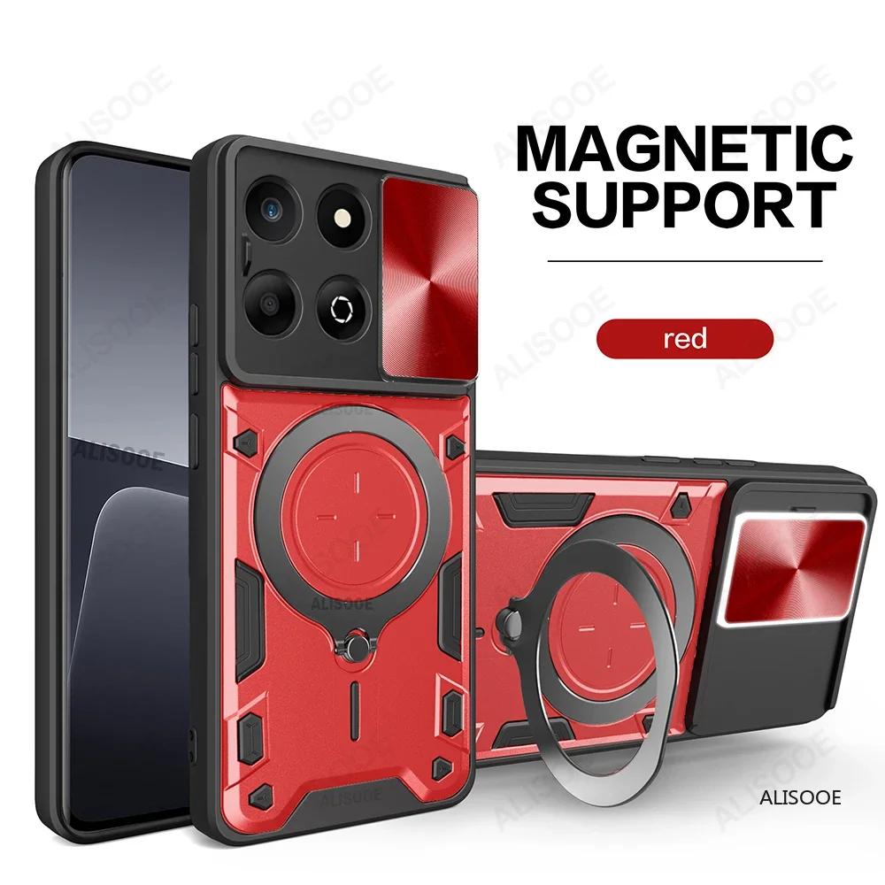 Armor Holder Funda for Honor X7C Case Slide Camera Lens Magnetic Ring Stand Cover for Honor X7C 4G Shockproof Capa