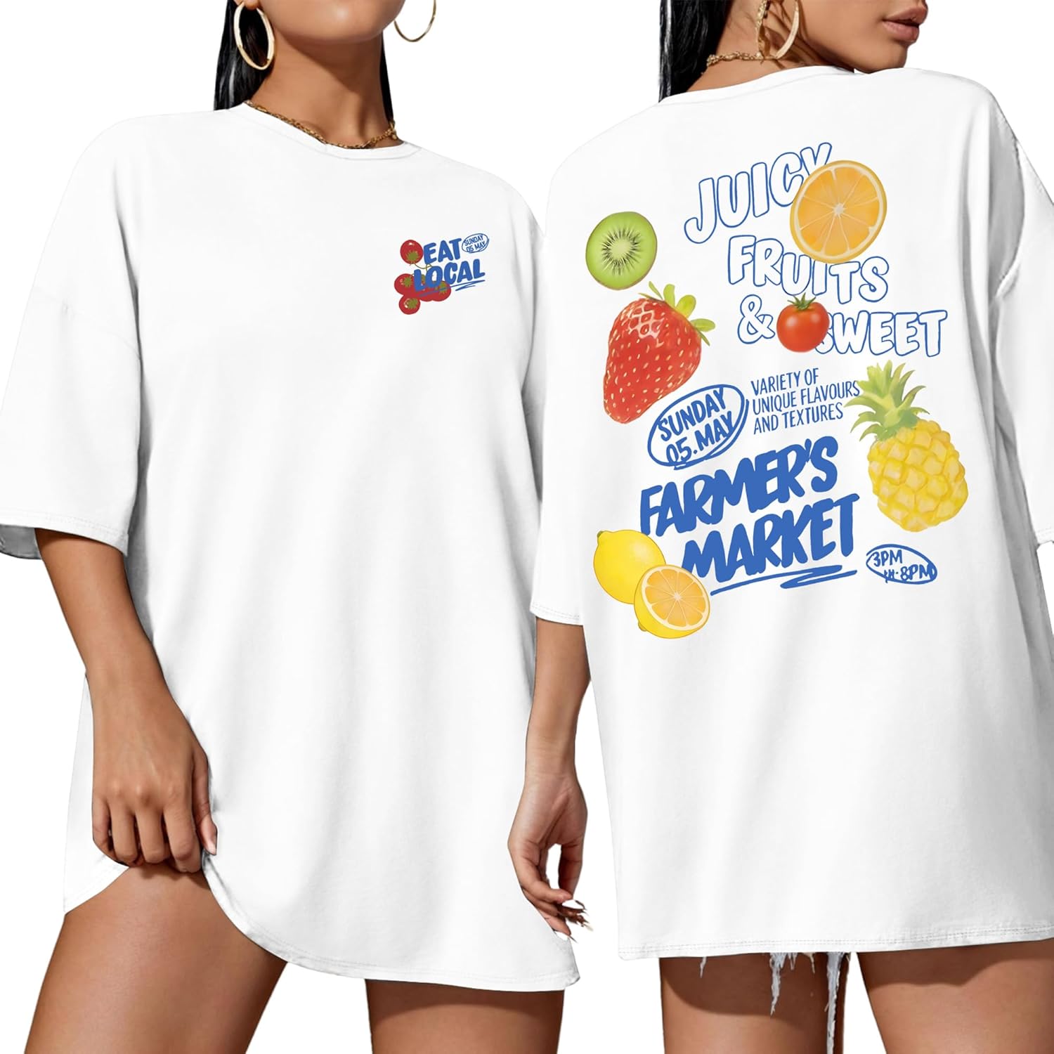 

Aiyino Womens Fruit Graphic T Shirt 100% Cotton Summer Aesthetic Casual Loose Fit Tee 5XL різнокольоровий