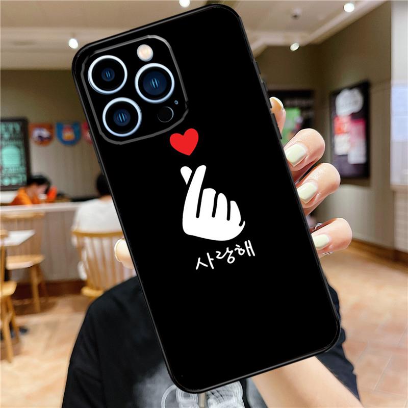 Kpop Finger Heart Case For iPhone 16 15 11 12 13 14 Pro Max XS XR X 7 8 Plus 12 13 Mini Soft Cover