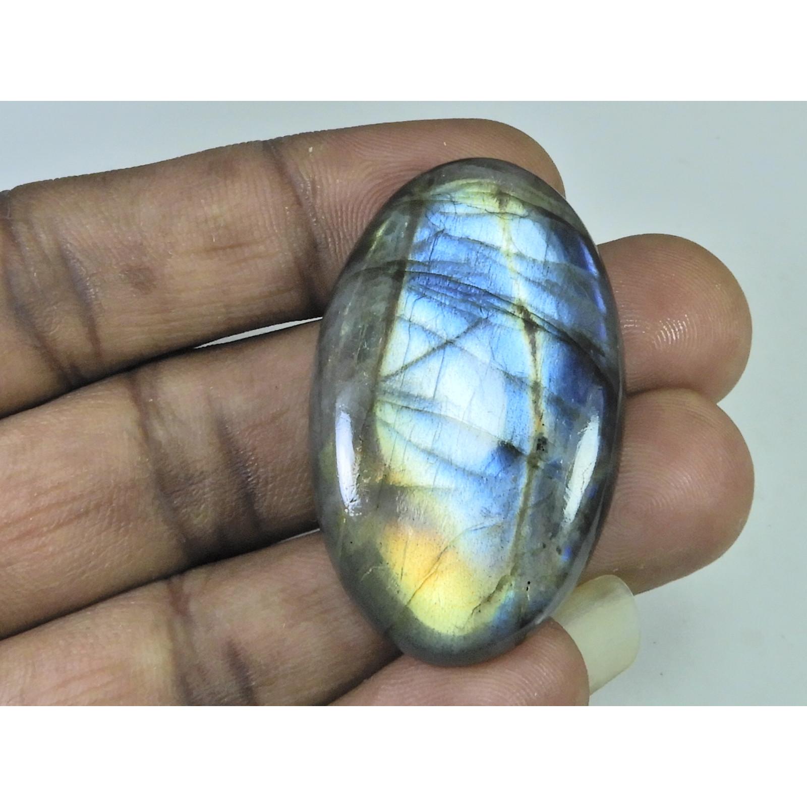 87Cts. Natural Purple Flash Labradorite Oval Cabochon Gemstone 27X45X08MM B-313