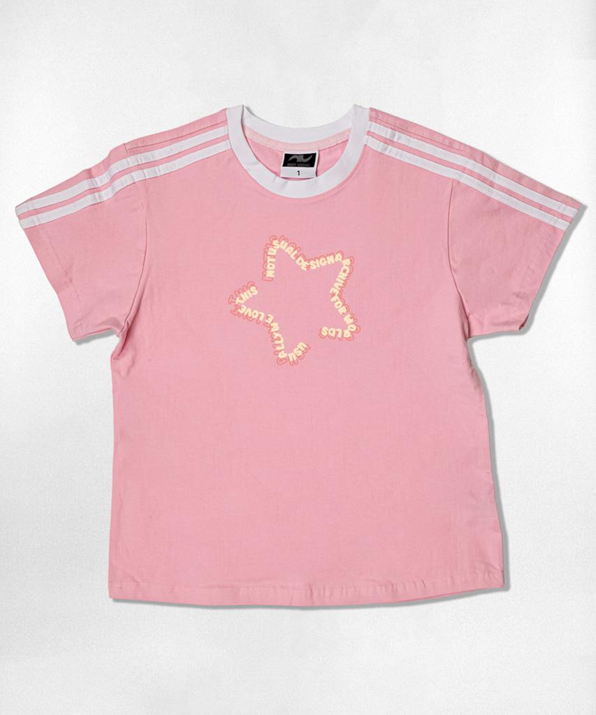 Nasyujeueol Star Font Logo Semi-Crop Short Sleeve T-Shirt 6 Colors