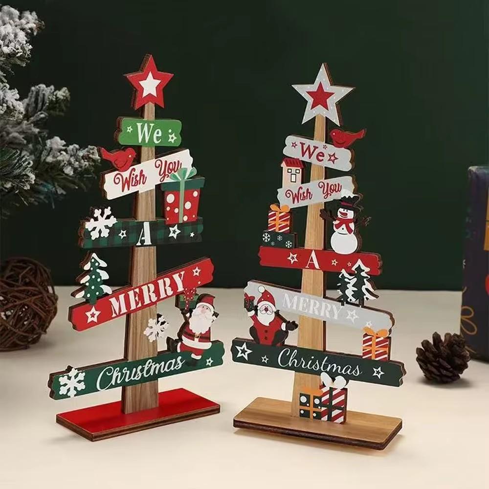 1 Stück Holz-Weihnachtsbaumschmuck Weihnachtsmann Schneemann 2026 Frohe Weihnachten Heimdekoration Neujahr Schreibtischdeko Navidad