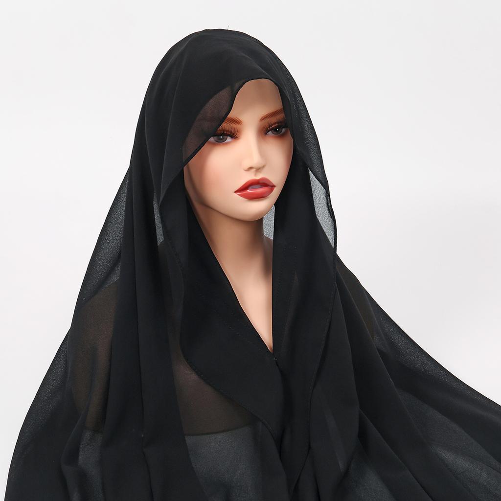 Neuankömmling Chiffon Sofort-Hijab Mit Eingebauten Magneten Bedruckt Einfach Zu Tragen Schal Wickeltuch Mit Unterkappe Für Muslimische Frauen