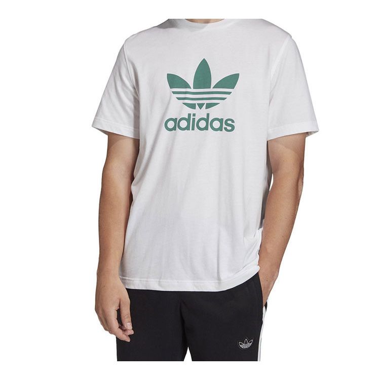 adidas Originals Trefoil Buchstabenlogo Rundhals-T-Shirt Herren Oberteile Weiß FM3789