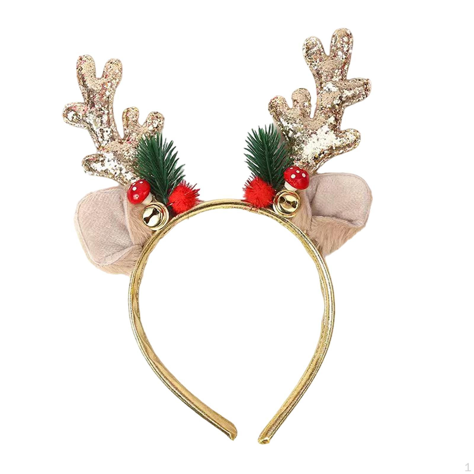 

Рождественский ободок с рогами оленя, декоративный удобный обруч для волос для маскарада, сценического шоу золотой