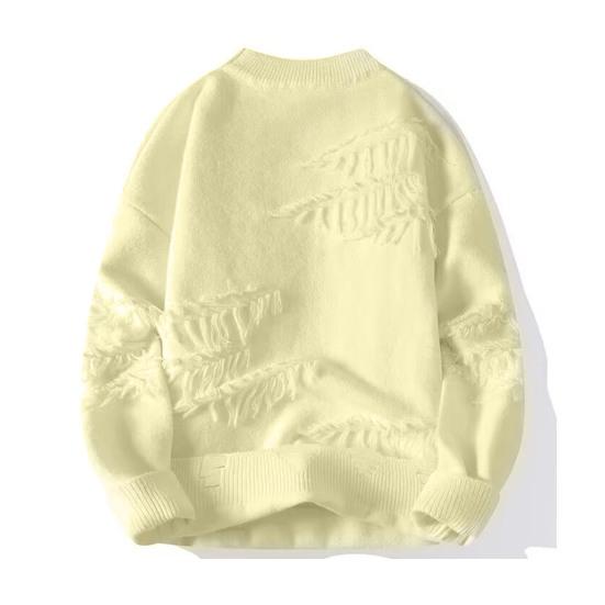 Yousheng мужской зимний свитер нерегулярный рваный дизайн круглый вырез трикотажный свободный длинный рукав толстый спортивный повседневный свитер M абрикосовый