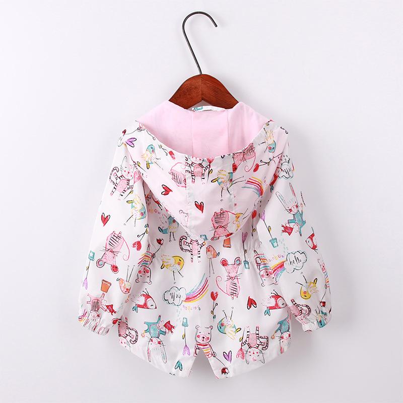 New Children's Spring and Autumn Hooded Zipper Shirt Girls Drawstring Jacket Coat