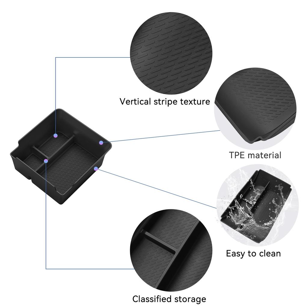 For Geely Boyue L/Starray 2025 Center Console Lower Storage Box Car Central Tray TPE Organizer Accessories Tidying Black