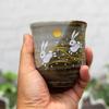Waza no Kura Stylish Pair of Kutani Ware Teacups - Moon Rabbit Design - Ceramic Brand - Japanese Tableware - Made in Japan - Perfect Gift for Wedding