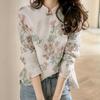 Women Shirt Chinese Style Embroidery Elegant Long Sleeve Cheongsam Shirt for Daily Wear