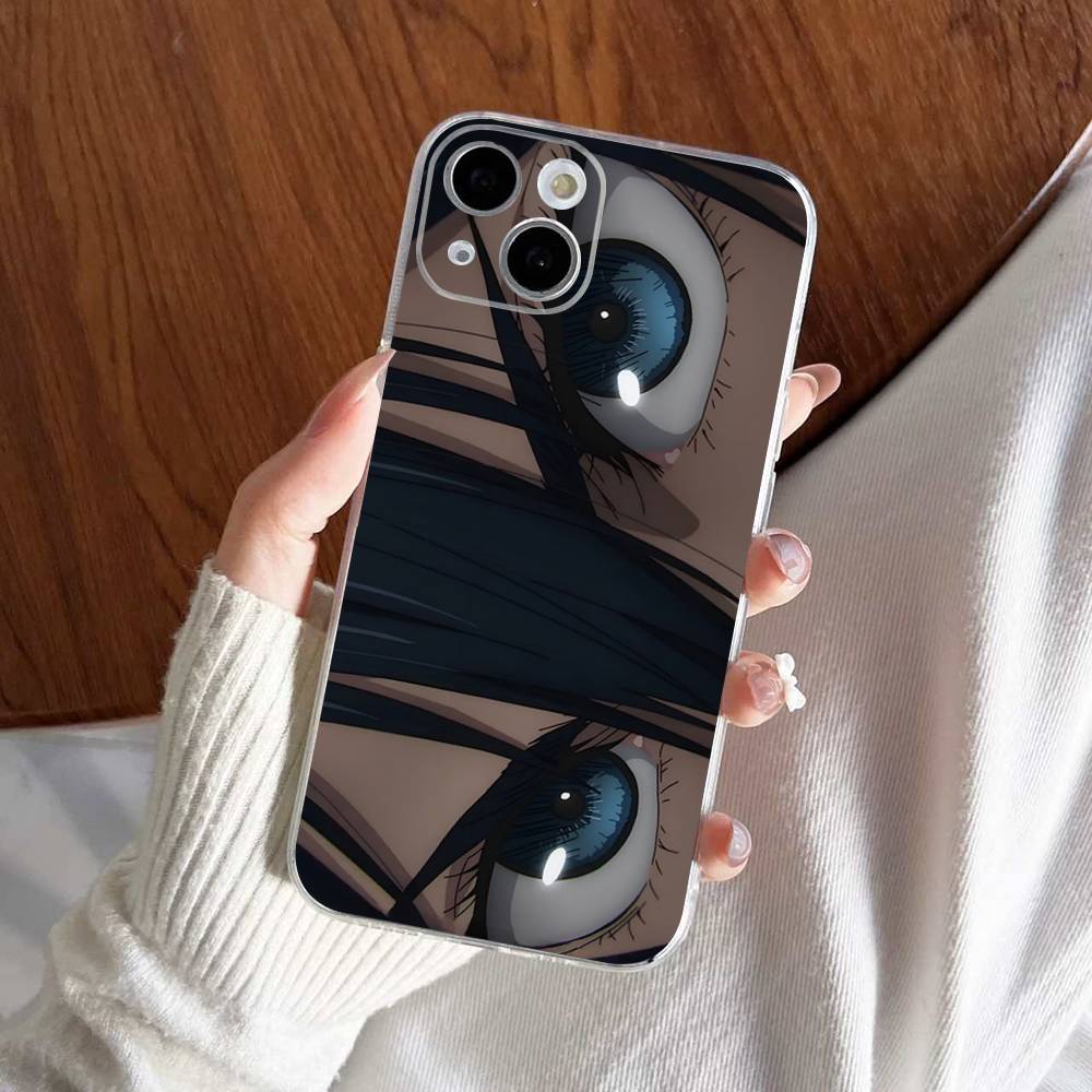 Cute Anime Big Eyes Girl Phone Case For iPhone 17 16 15 14 13 11 12 Pro Max Mini Plus Shockproof Transparent Soft TPU