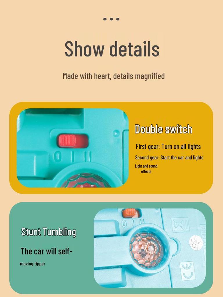 360° Rotating Electric Stunt Car with Lights & Music - Transparent Gear Toy for Kids