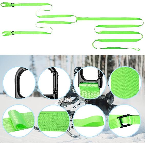 Moonoom 17.5Ft Heavy Snowmobile Tow Strap With Two Hook,400Kg Break Strength Reinforced Emergency Off Tow Rope,Snowmobile Accessories,Safety Kit For