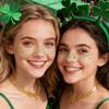 Patricks Day Accessories,Green Clovers Freckles Green Temporary Face Tattooed Stickers Green Face Glitter for Womens