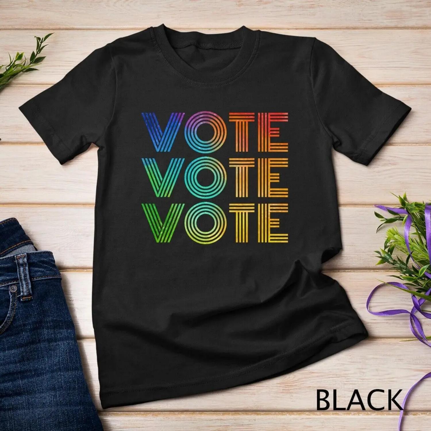Gradient Vote Red White Blue Retro Election Simple T shirt S