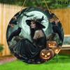 2D Flat Acrylic Vintage Witch Halloween Wall Decor - Window Pendant with Raven and Pumpkin Design, Home Garden Party Decor, for Halloween Christmas