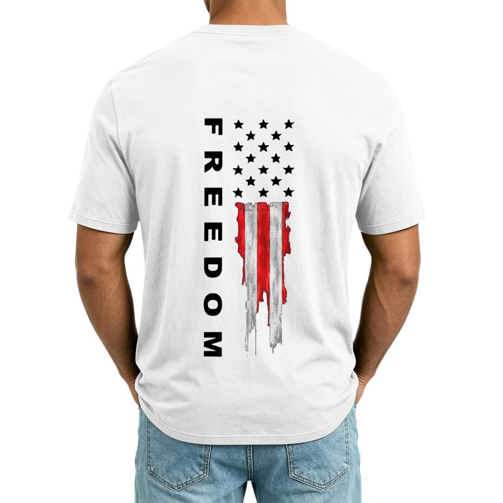 Men's V Neck Short Sleeve Casual Shirt with USA Print Pocket Design Lightweight Summer Top Comfortable Fit