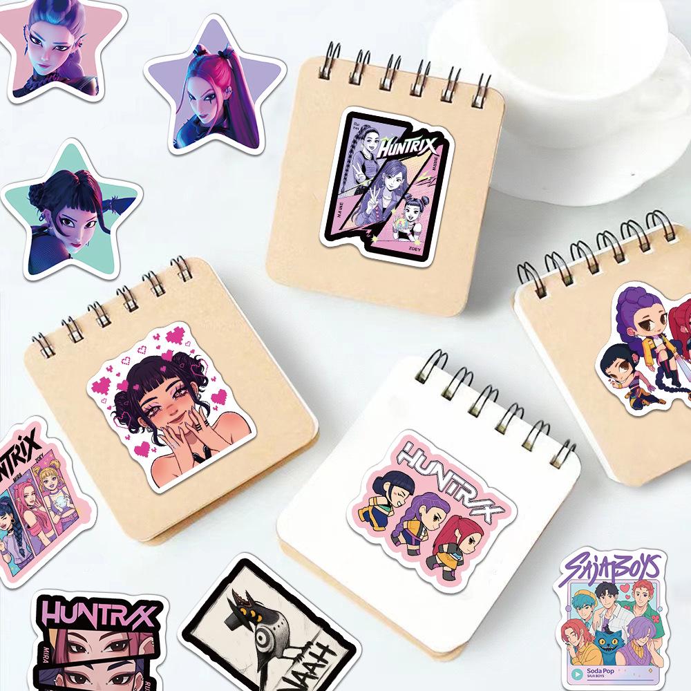 50-Piece Set: Creative K-POP Demon Hunter Girl Group Stickers for Journals, Water Bottles, and Phone Cases.