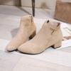 Autumn and Summer Footwear Short Boots with Thick Heels Zippers Frosted Short Boots Pointed Single Boots for Women.