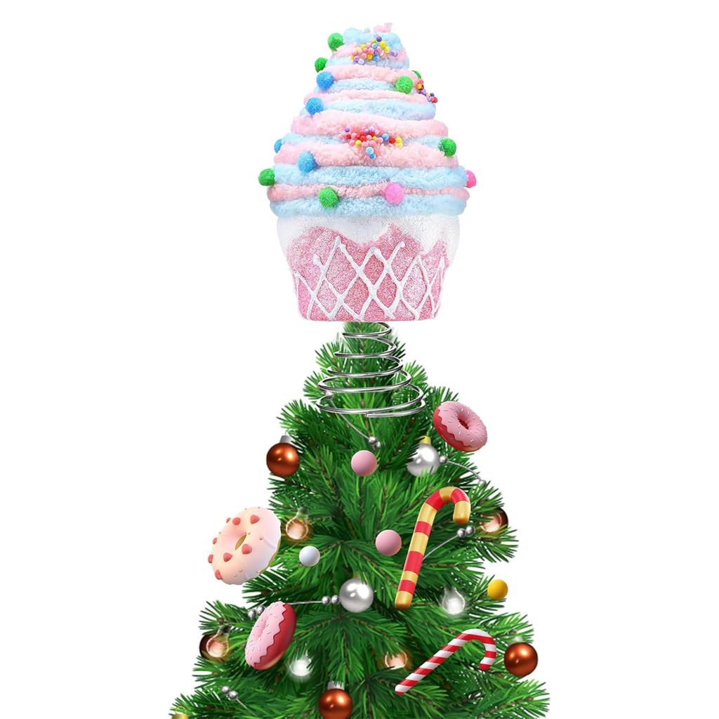 Pastel Cupcake Christmas Tree Topper Pink Cupcake Tree Topper Pastel Decor for Indoor Outdoor Xmas Tree Party