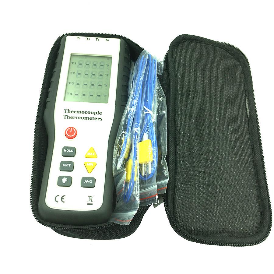 Digitalt termoelementtermometer 4-kanals K-type termoelementsondesensor Industriell temperaturtest