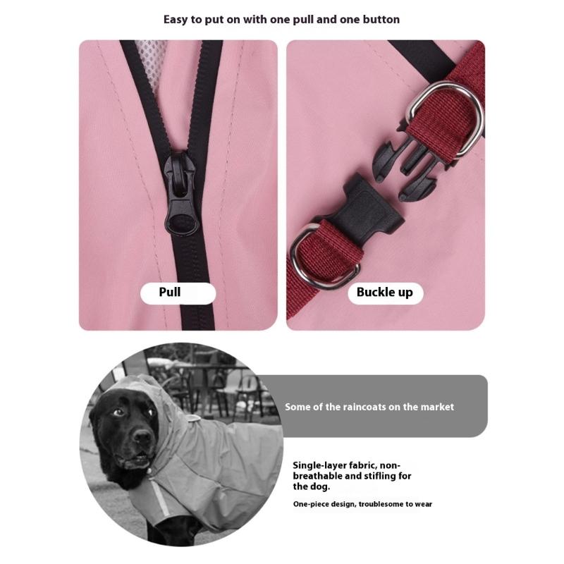 Waterproof Hooded Dog Raincoat with Detachable Hoods Adjustable Pet Rain Jackets For Small To Large Dog Outdoor Activity