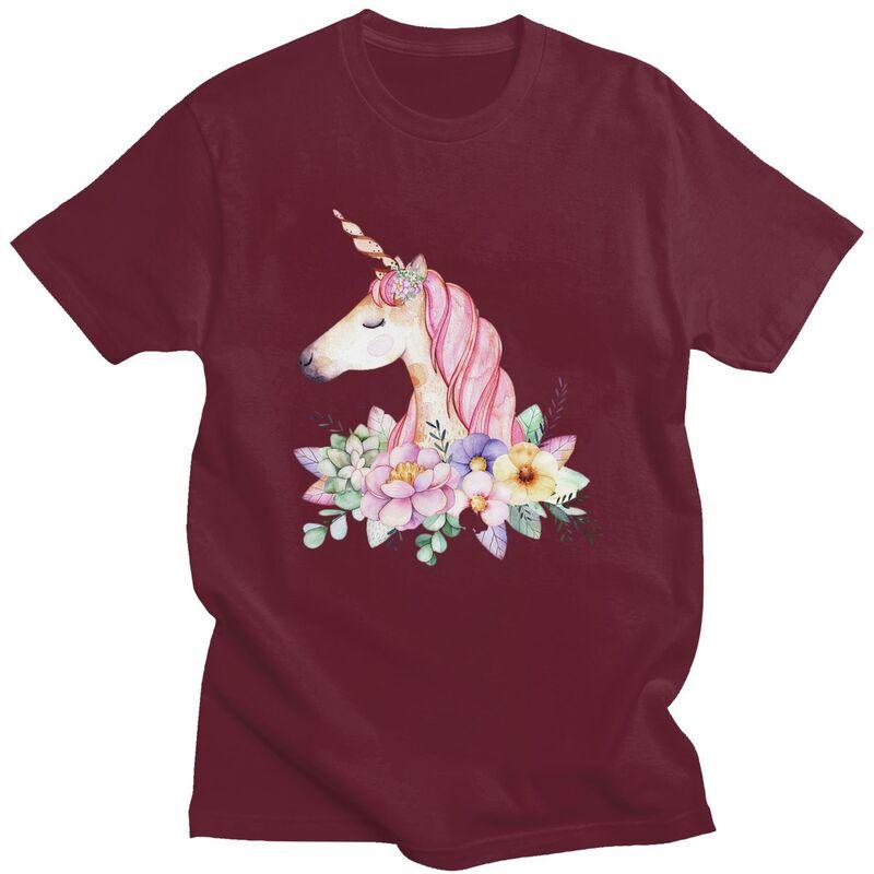 Custom Cute Cartoon Unicorn T Shirt for Men 100 Cotton Tshirt Tees Tshirt