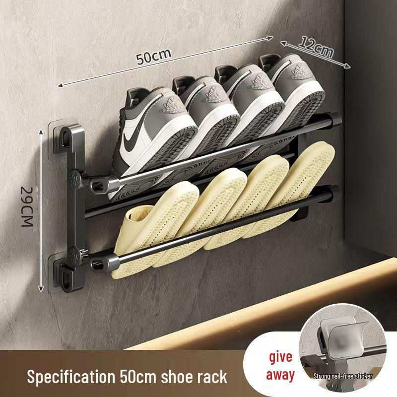 Wall-Mounted Punch-Free Slipper Rack for Doorway or Bathroom