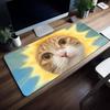 Gaming Mouse PadLarge Desk MatAntislip Rubber Base Stitched Edges Funny Cat Watermelon Art Print Extended Office Gamer Mat