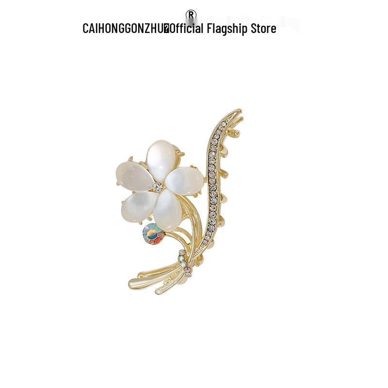 Exquisite Cat s Eye Flower Hair Clip for Women - Medium Size Alloy Claw for Spring & Summer
