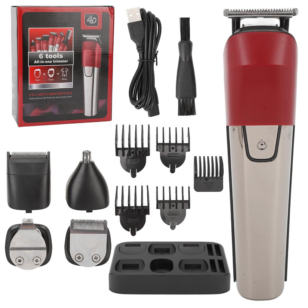 6 in 1 Elektrische Bart Trimmer Cordless Professionelle Haar Clippers Wasserdichte Haar Pflege Kit für