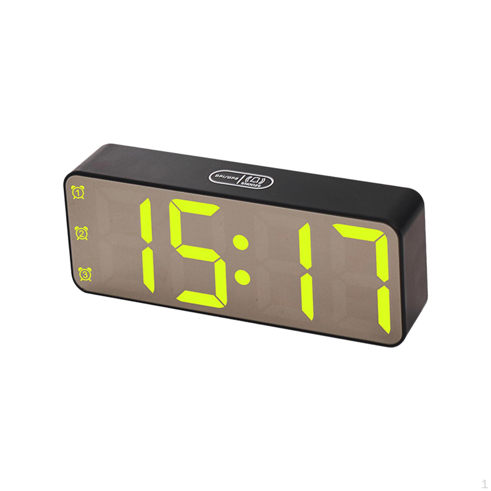 Digital Alarm Clock Adjustable Brightness Electronic Mirror LED Clocks for