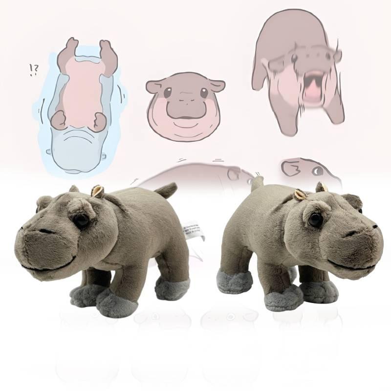 Adorable Moo Deng Plush Hippo Doll Soft Stuffed Animal In Brown With Pp Cotton Filling