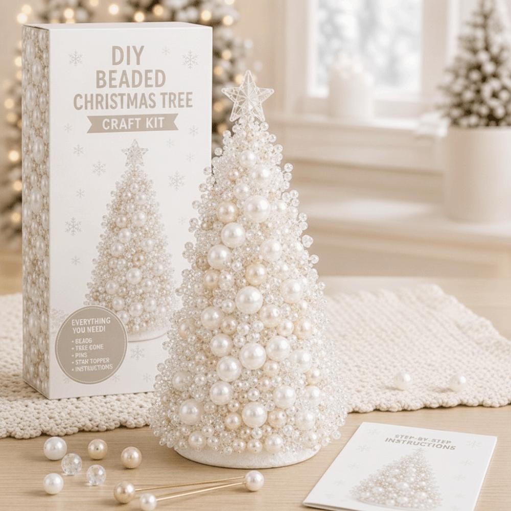 Multicolor Beaded Christmas Tree Kit PVC Glitter Personalized Bead Art Holiday Craft Project Easy to Assemble Creative Craft Set