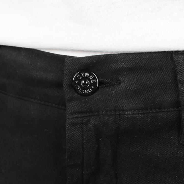 Stone Island Kids Solid Color Zipper Mid Waist Long Pants Kids bottoms Black 751630514-V0029