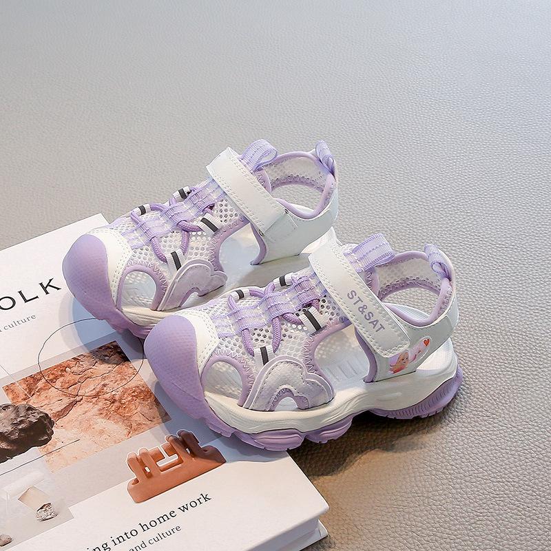 Fashion Children's Beach Shoes 2025 Summer Explosion Baby Girl Soft Sole Non-slip Sandals Hollow Single Net Casual Shoes